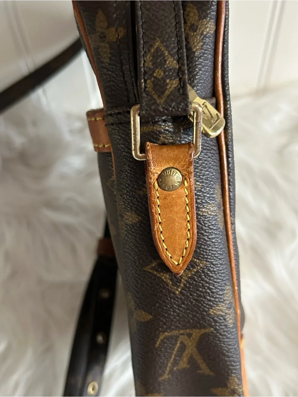 Louis Vuitton Brown Monogram Crossbody with Tan Leather Trim